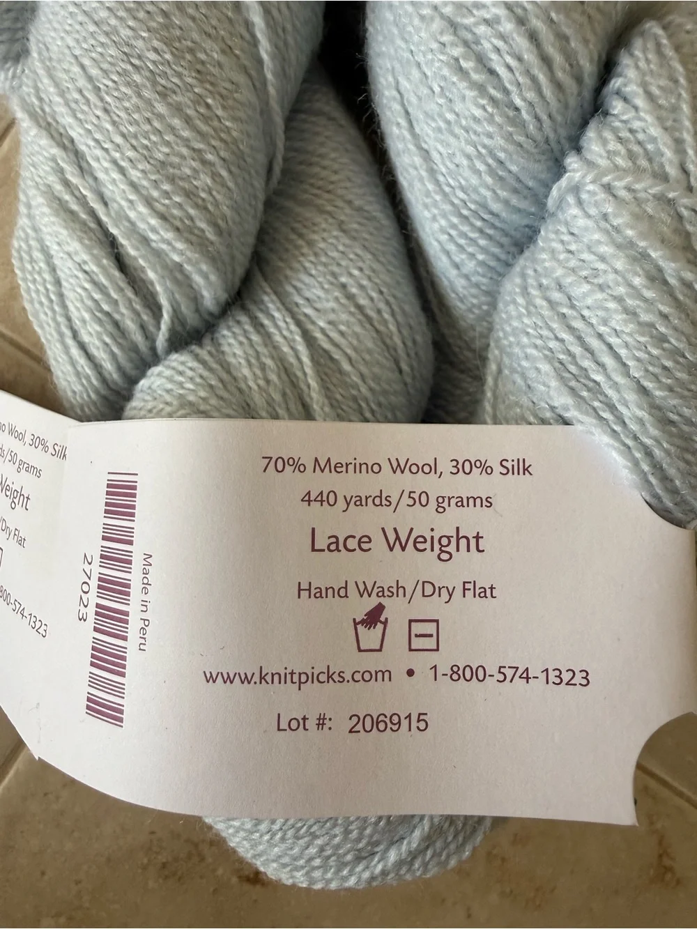 Knit Picks Gloss Lace Merino Wool/Silk Blend Yarn - 2 Hanks